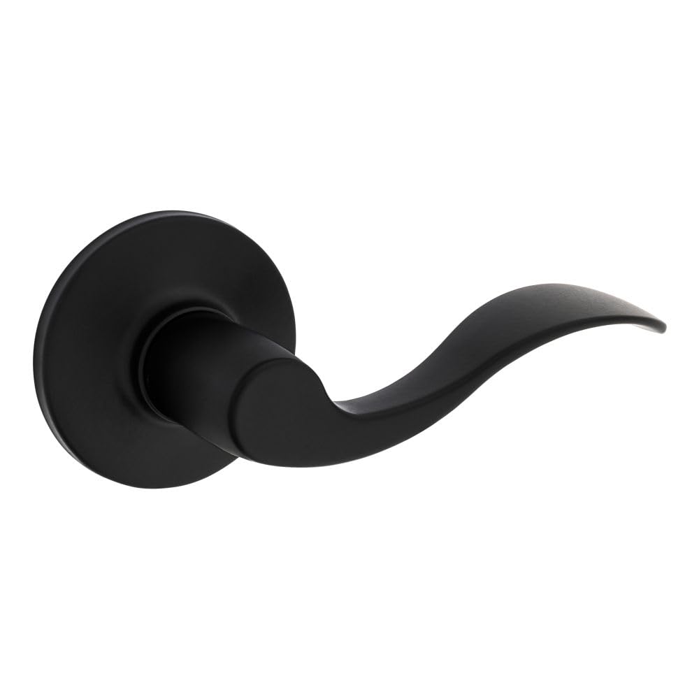 Poignée de porte fixe Layton Kwikset Safelock noire mate pour double porte