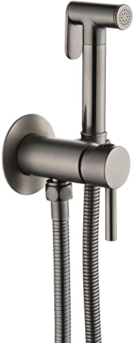 YJYKXP Bidet Sprayer for Toilet, Wall Mounted Hot and Cold Bidet Faucet, Handheld Cloth Diaper Sprayer Kit,Gunmetal Gray