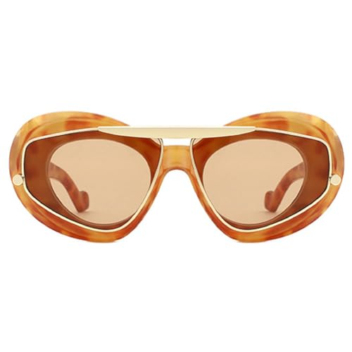 Cat Eye Sunglasses Women 2024 Luxury Designer Vintage Y2k Punk Sun Glasses For Men Double Frame Retro Eyewear Shades N47