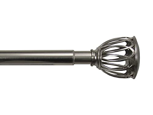 Spotblinds 1- Inch Diameter Decorative Window Curtain Rod With Cage Rod Finials, 36"-72" - Brushed Nickle #TOP11