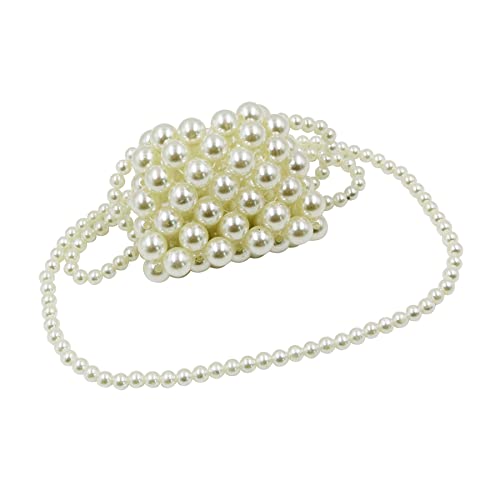 Image of Little Girl Mini White Vintage Pearl Satchel Shoulder Bag Evening Clutch