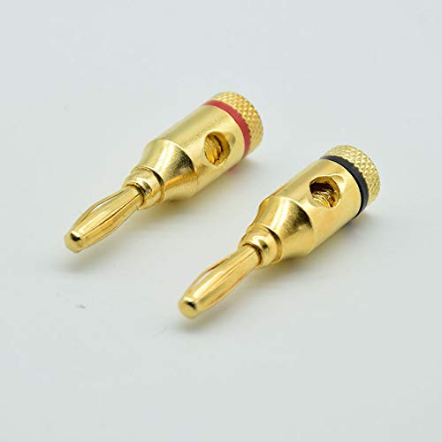 2 connettori per cavo altoparlante musicale a banana placcati in oro da 4 mm, 1 coppia, terminale a saldatura per amplificatore di altoparlante.