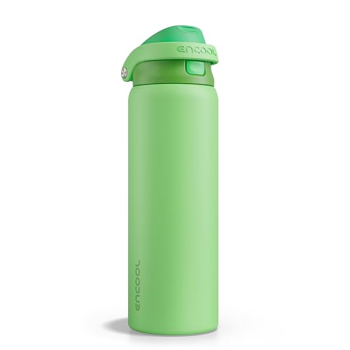 Image of ENCOOL Leakproof Insulated Water Bottle with Straw Dual-Sip Water Bottle Bag-Safe Design for Work, Commute & Gym - Keeps Drinks Cold All Day, 32 oz, Algae Green