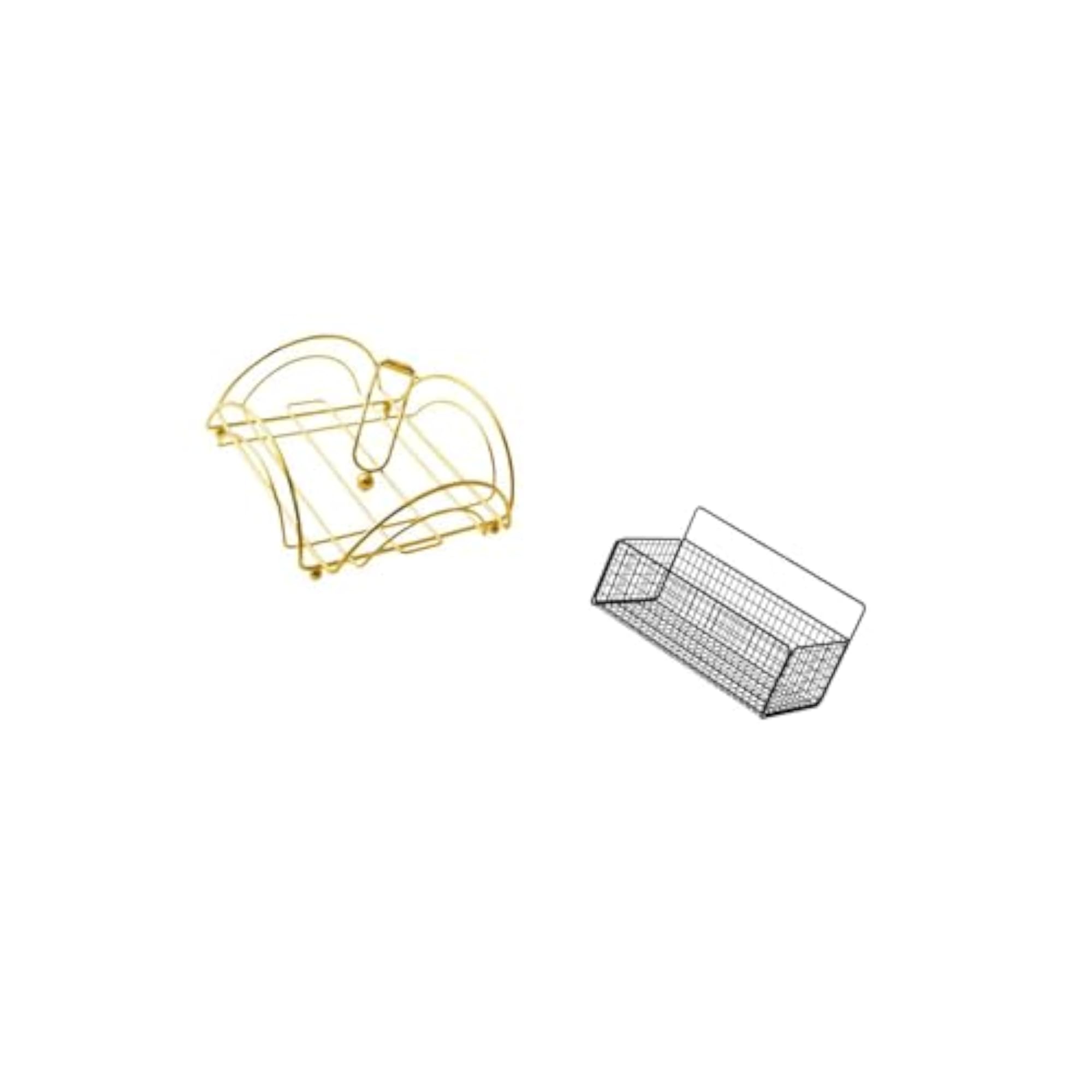 Weighted Arm Napkin Dispenser with Wire Storage Basket