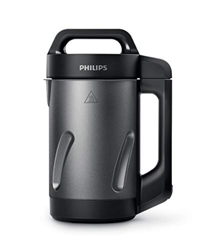 Philips Viva Collection SoupMaker, 1.2 L, Makes 2-4 servings, 6 Pre-set Programs, SoupPro Technology, Soup in Less than 18 Minutes, Eeasy Clean, Recipe Book, Black and Stainless Steel (HR2204/70)