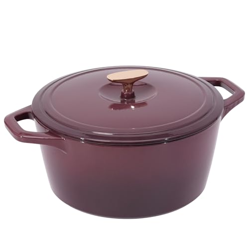 Flavehc Dutch Oven Pot with Lid Cast Iron Dutch Oven for Bread Baking 3.5QT Enameled Dutch Oven with Lid for Sourdough,FigColored