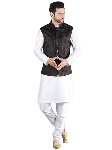 Image of Uri and MacKenzie Men's Silk Blend Kurta Pajama with Designer Ethnic Nehru Jacket /Modi Jacket