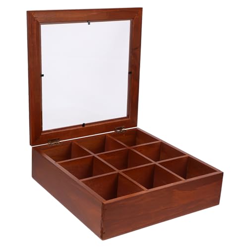 COLLBATH Decorative Wooden Tea Bag Drawer Multicompartment Storage Box Lid Organizer for Tea Bags
