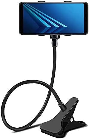 Lazy Cell Phone Clip Holder Gooseneck Clamp - Clamp Universal Lazy Mount Clip Hands Free Flexible Long Arm Bracket Grip （Rotate Freely） Stand for Bedroom Desktop Office Bathroom Kitchen (stye1)