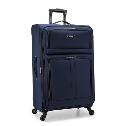 U.S. Traveler Anzio Softside Expandable Spinner Luggage, Navy, Checked-Large 30-Inch2