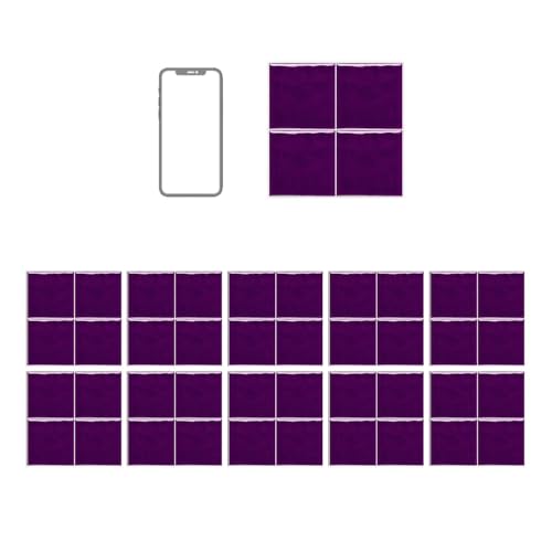 Xiao Hua Azulejos de cerámica de estilo europeo con película de cristal de color morado profundo y grueso, impermeable y resistente a las manchas, pegatinas de pared cuadradas autoadhesivas para