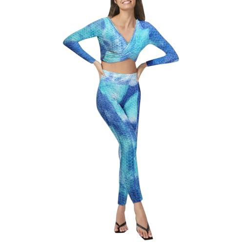 Chandal Mujer Completo Conjunto Deportivo Mujer Gimnasio Chándal Conjuntos de Yoga Tie-Dye con Top Cruzado y Leggings de Cintura Alta para un Look Moderno Ideal para Aficionados al Fitness