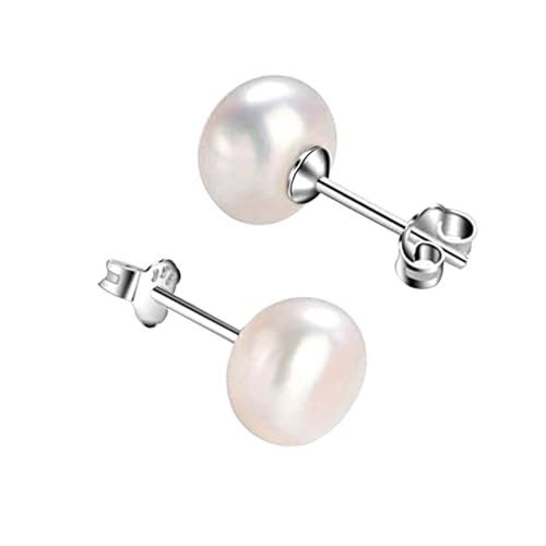 SIVYAA Fresh Water Pearl Earrings Set | Pure 925 Sterling Silver | High Lustre Real Pearl Studs| Gift Item for Women & Girls | 6 Month Warranty
