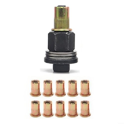 NiuLumea Kit profesional de remachado manual M6, instalador de tuercas de remache de metal con 10 tuercas, destornilladores y taladros adecuados