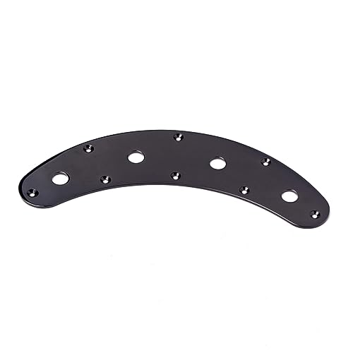 VICASKY 4-hole Arch Curved Control Plate for Bass-guitar Made of Solid Material Guitar Pointer Plate Control Plate Guitar Parts Accessories Black Easy Install No Screws