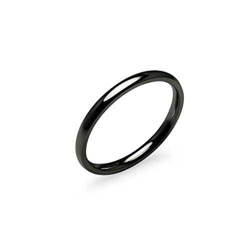 Silverline Jewelry High Polish 2mm Comfort Fit Wedding Band Ring Stainless Steel Black Tone Size 11