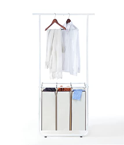Sunnypoint Classic Compact Laundry Sorter With Hanging Bar (Compact, White) #TOP11