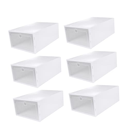 Ciieeo 6pcs Transparent Shoes Box Organizer Thicken Drawer Type Shoe Display Box for Sneakers High Heels Boots Material Scratch Design for Closet Storage
