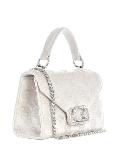 Image of Guess Women's Off White Printed Satchel Bag| Ladies Purse Handbags | Gift For Ladies