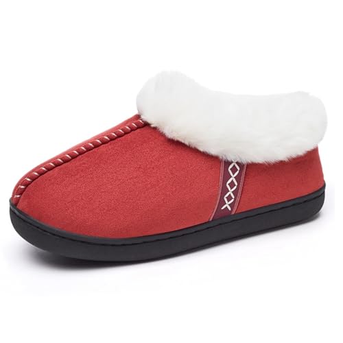 Women's Fuzzy Closed-Back Slippers Warm Fluffy Platform Winter House Shoes Indoor Retro Aesthetic Style & Cozy