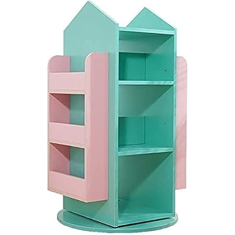 Small Bookshelf for Bedroom 3-Tier 360° Rotating Children's Bookshelf Solid Wood Books Rack Floor Simple Child Book ShelfSuitable Cover