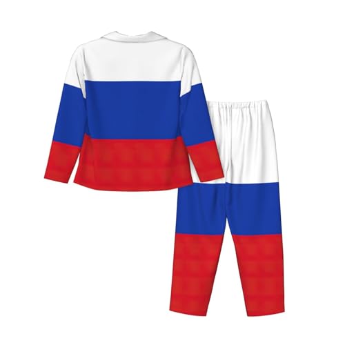 Pyjama imprimé drapeau russe ensemble à manches longues et bas pleine longueur - 2