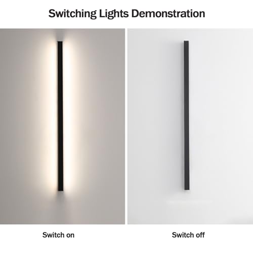 Lámpara de pared larga LED de 60cm aplique lineal blanco regulable con mando para dormitorio 5