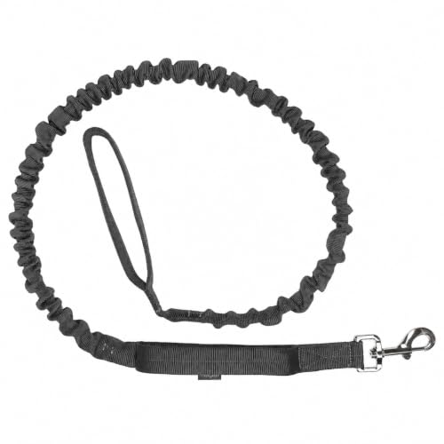 Leisegrün Elastische Hundeleine | Führleine für Hunde aus Nylon mit Kurzführer & Ruckdämpfer | Länge 130 cm bis 200 cm | Schwarz