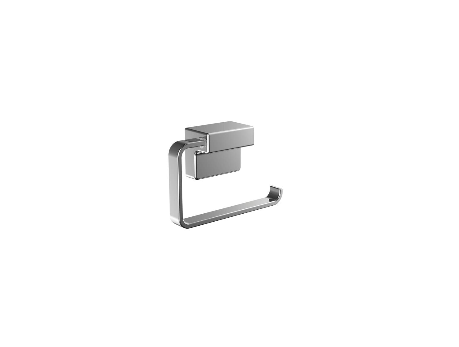 EMCO Cue Papierhalter ohne Deckel, markant geformter Toilettenpapierhalter zum Kleben oder Schrauben, hochwertiger Klorollenhalter aus Metall, chromfarben, Chrom