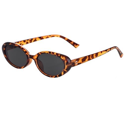 Image of Retro Oval Sunglasses for Women Men 90s Style Vintage Small Sun Glasses UV400 Protection Shades