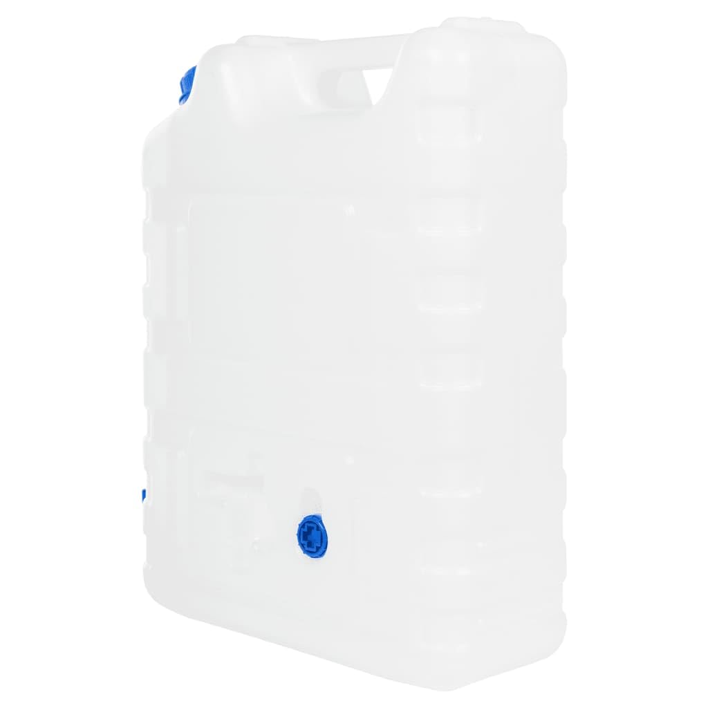 Depósito de agua con grifo, 20 L, transparente, plástico HDPE, apilable, con gran apertura de llenado y asa para camping, exterior, emergencia y almacenamiento