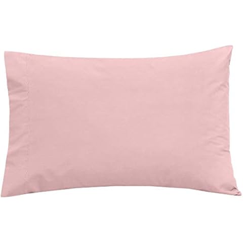 Sleepdown 2 x Pillow Cases Polycotton Housewife Bedroom Pair Pack Pillowcases 48cm x 74cm Pillow Cover Bedding Bed Linen - Soft Pink Cover