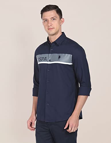 Image of U.S. Polo ASSN. Striped Tailored Fit Shirt for Men - 100% Cotton, Breathable & Comfortable, Full Sleeves Casual Shirt for Men