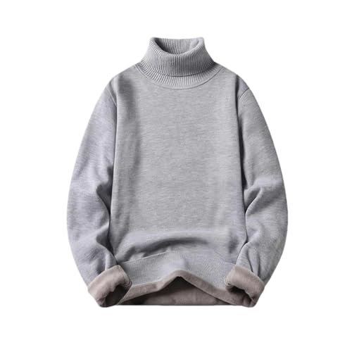 Men's Turtleneck Long Sleeve Sweater Fleece Lined Ribbed Trim Warm Thick Knit Casual Pullover
