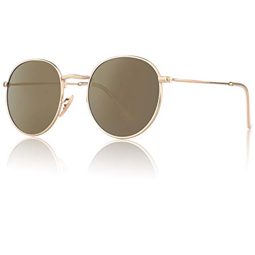 Image of CGID Retro Round Polarized Sunglasses Mens Womens Circle Metal Hippie Shades UV400 Protection E01