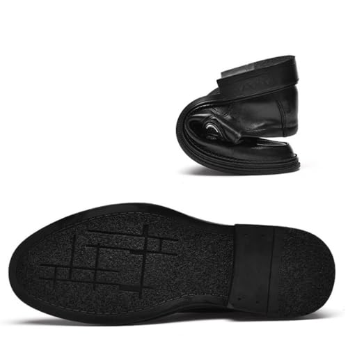 Men Leather Oxford Dress Shoes Slip On Pointed Toe Wedding Party Formal Fashion Comfortable(8) Black2