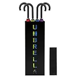 Jibrelxion Square Metal Umbrella Canes Holder, Free Standing Umbrella Rack Stand Storage Bucket, Walking Sticks Organizer Bin for Indoor Entryway, Home, Office and Hotel, 16.3" x 6.3" x 6.3", Black