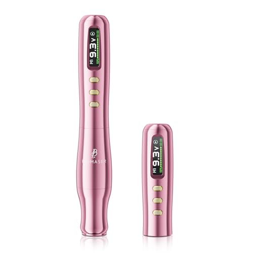 Biomaser TP006 2025 Macchina per il trucco semi-permanente senza fili con motore di precisione tedesco, schermo LCD touch screen. Ideale per sopracciglia, labbra e eyeliner, per professionisti (Rosa)