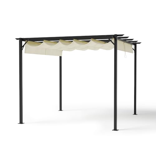 Pérgola retráctil de metal para jardín, patio al aire libre, resistente a la intemperie, de poliéster, extraíble, para fiestas, barbacoas, asambleas, color beige