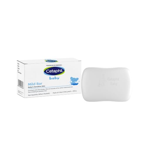 Image of Cetaphil Baby Mild Cleansing Bar for Newborns & Babies 3 x 100 gm | With Shea Butter, Avocado Oil & Olive Oil | Gentle, Hypoallergenic, Pediatrician Recommended | Dry & Sensitive Skin