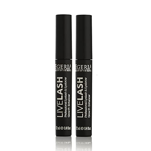 LiveLash Premium Eyelash Growth Serum and Eyebrow Enhancer by Egeria (12MLX2)