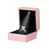 Naimo Engagement Ring Box Earrings Coin Jewelry Ring Box Case with LED Lighted up for Proposal Engagement Wedding Gift (Pink)