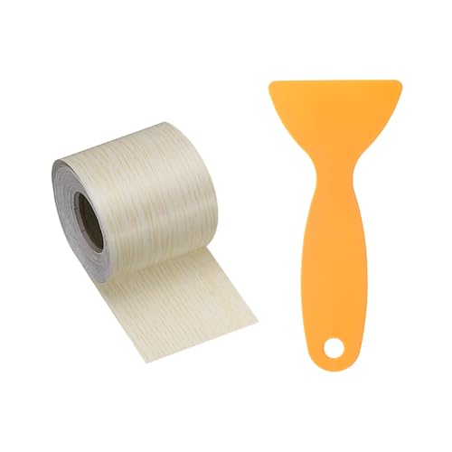Image of HARFINGTON Wood Grain Repair Tape 2 Inch x 33ft Self Adhesive Repair Patch Tape Simulated Wooden Floor Tapes with Plastic Scraper for Tables Doors Windows Furniture, White Oak