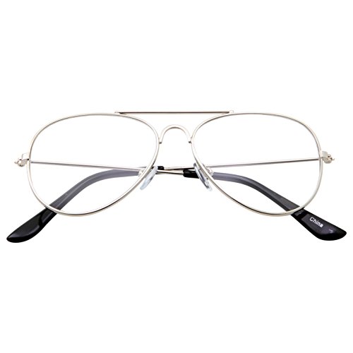 Kids Fake Aviator Eye Glasses Clear Lens Children's Non Prescription (Age 3-10), Silver #TOP2