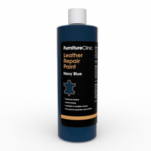 Image of Furniture Clinic Leather Repair Paint | 2-in-1 Seal and Color | Use on Scratches, Tears, and Holes in Car Seats, Furniture | Quick and Easy Leather Repair Kit for Furniture (Navy Blue, 500ml / 17oz)