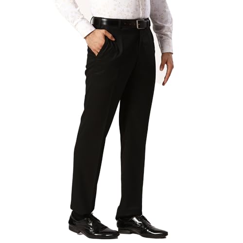 Image of Park Avenue Men's Poly Viscose Blend Structure Pattern Smart Fit Flat Front Formal Trouser