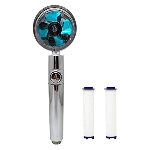 xuebixu High Pressure Propeller Driven Handheld Shower Head,Shower Head Water Saving Flow 360 Degrees Rotating, Multi-Color Shower Head in Bathroom Bathroom Shower Head Propeller Shower Head, blue Cover