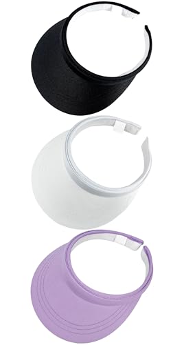 Image of 3 Pack Sports Sun Visor Hat Women Men Adjustable Clip On Visors Outdoor Golf Beach Cap