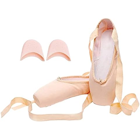ZhuiKun Ballet Pointe Shoes with Silicone Pads Cover