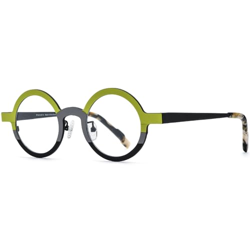 Image of FONEX Colorful Pure Titanium Glasses Frame Women Retro Round Eyeglasses